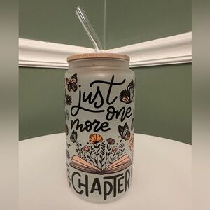 Just one more chapter 16 oz Glass Cups with Lids and Straws